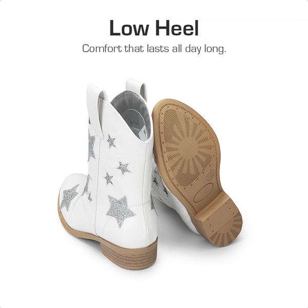 Kids Chic Glitter Western Boots - WHITE - 3